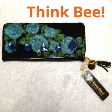 미사용 새상품급 Think Bee! 장지갑 블루 로즈 장미 비쥬