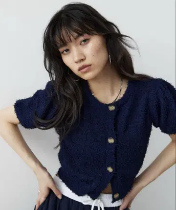HANNE 네이비 반팔 가디건