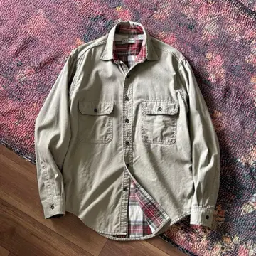 LL BEAN COTTON TWILL FLANNEL WORK SHIRT