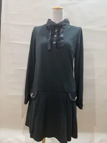 axes femme 모스그린 긴팔 원피스 스트라이프 옷깃