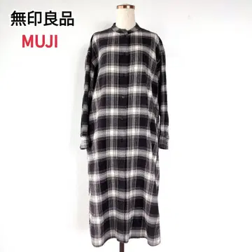 무인양품 MUJI 원피스 기모 플란넬 체크 무늬 프리 사이즈