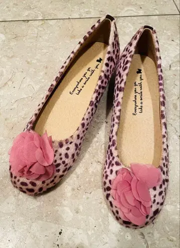 핑크 레오파드 무늬 플랫슈즈 22.5cm