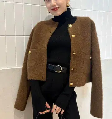 anuans 라쿤 블렌드 노카라 자켓 카멜