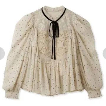 [ 타임세일 ] SNIDEL 자수 양류 블라우스 도트