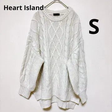 Heart Island 케이블 짜임 니트 아이보리 S 루즈핏 여성용