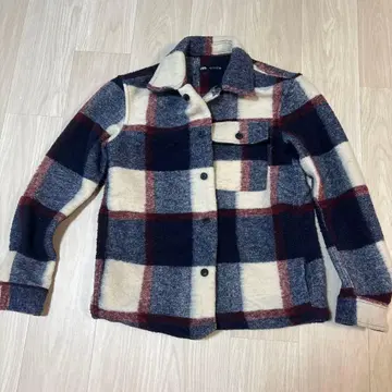 ZARA 네이비 체크 무늬 셔츠 자켓 S