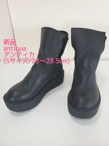새상품 antiqua 안티카 통굽 천연 가죽 숏부츠 블랙