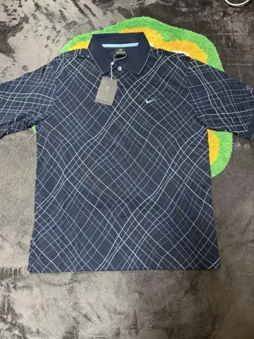 [택 포함 새상품] Nike 네이비 체크 피케 셔츠 골프웨어