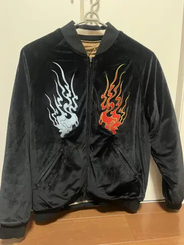 리버서블 스카잔 블랙 불꽃 디자인 벨벳