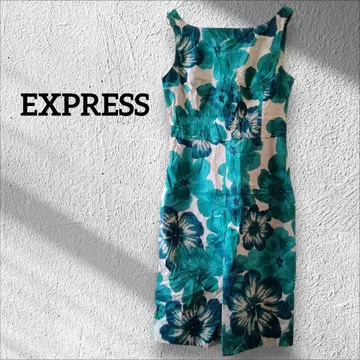 1점 한정 EXPRESS 플라워 프린트 슬리브리스 원피스 블루