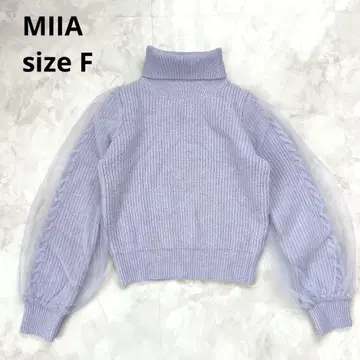 MIIA 미아 소매 튤 터틀 니트 퍼플 F 사이즈
