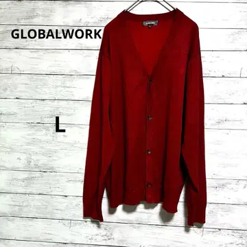 글로벌 워크 GLOBALWORK 빨간색 V넥 가디건 L 사이즈