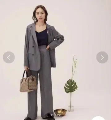 RANDEBOO 그레이 테일러드 자켓 더블 버튼