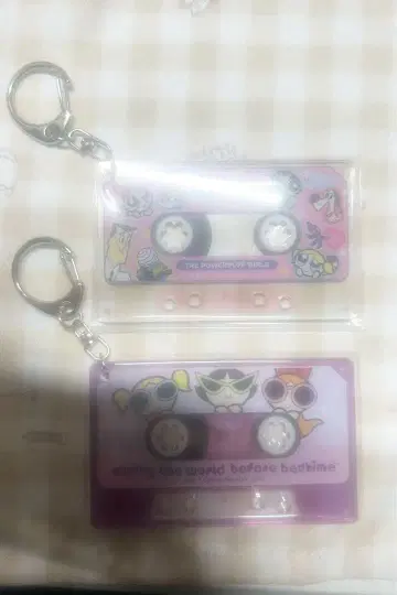파워퍼프걸 카세트 테이프형 키링 2개 세트