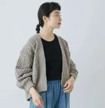 카구레 페루 니트 헤링본 패턴 가디건 그레이 F 사이즈