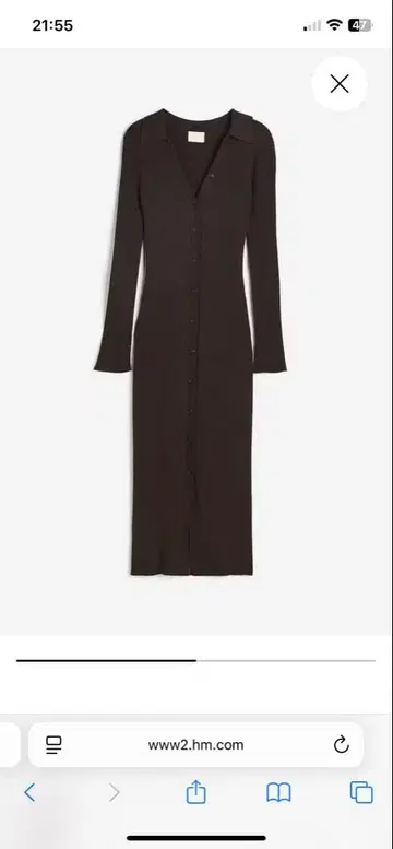 H&M 다크 브라운 리브 니트 원피스