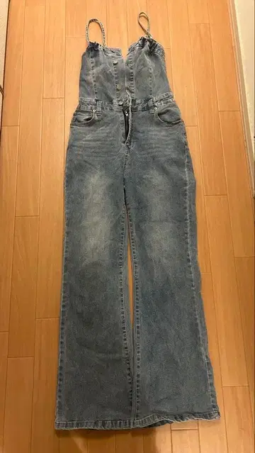 데님 블루 살로펫 와이드 레그