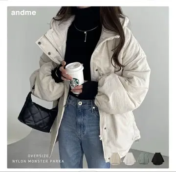 andme 오버 사이즈 충전솜 다운 블루종 아이보리