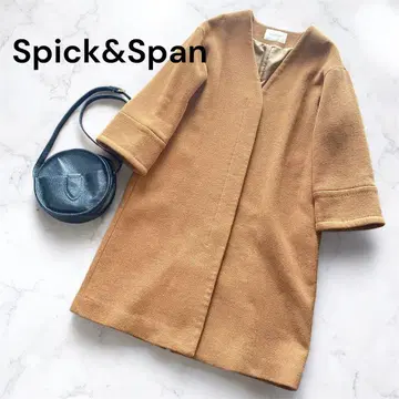 Spick&Span 스픽 앤 스팬 노카라 롱 코트 브라운 38