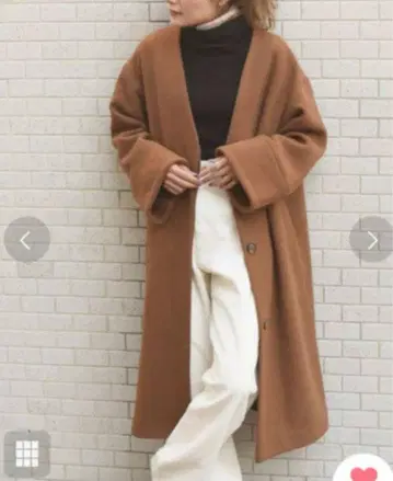 Spick&Span 스픽 앤 스팬 노카라 롱 코트 브라운 38