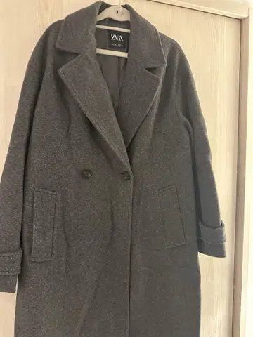 ZARA 그레이 더블 브레스트 롱 코트