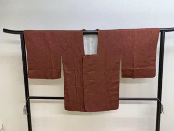 이중 기모노 도행 코트 적갈색 꽃무늬 원단 패턴