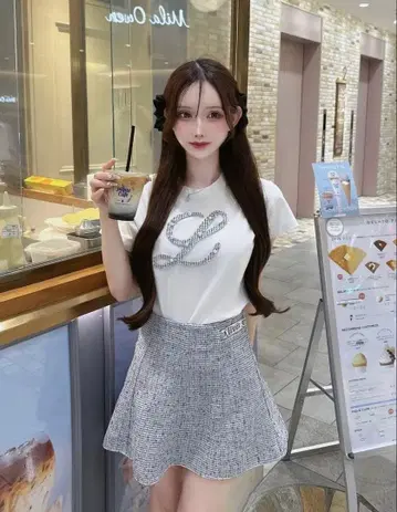 lumignon lumi papillon 트위드 스커트 블랙