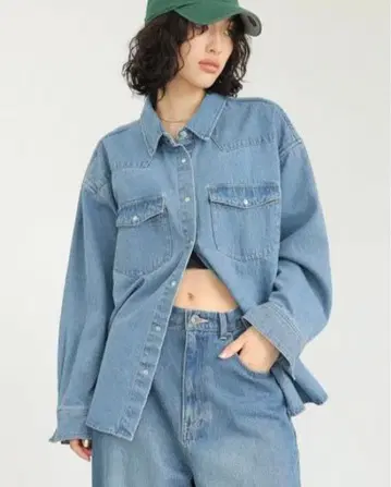 렙심 라이트 블루 데님 오버 사이즈 셔츠