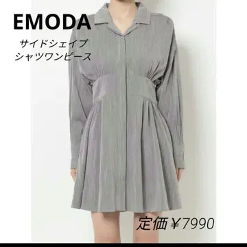 EMODA 사이드 쉐이프 셔츠 원피스 그레이 스타일업 체형 커버