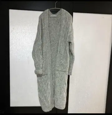 ZARA 로우 게이지 롱 가디건 그레이 모헤어 혼방 울