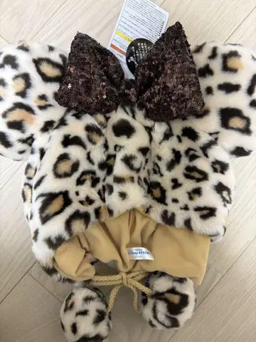 디즈니 팬캡 레오파드 무늬 미니 브라운 베이지