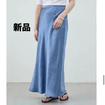파격! 새상품 shenery 아세테이트 새틴 롱 스커트 S 블루 시너리