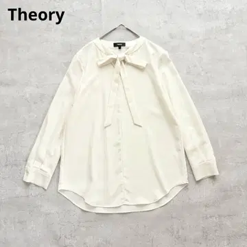 새상품급 Theory 띠어리 보타이 블라우스 워셔블 화이트 포멀