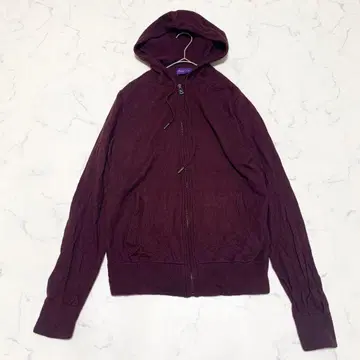 랄프 로렌 퍼플 라벨 지퍼 후드티 니트 캐시미어 혼방 보르도