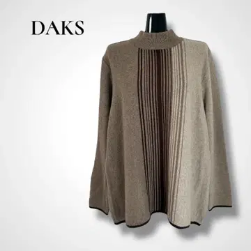 DAKS 닥스 베이지 스트라이프 하이넥 니트 프리 사이즈 일본제