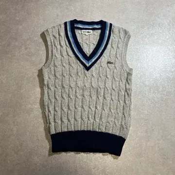 LACOSTE 울 베스트 케이블 니트 V넥 라코스테