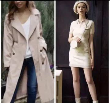 베이지 코트 베이지 트렌치코트 에이미 니트 원피스 폴로 원피스