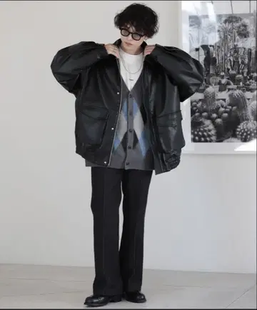 RAGEBLUE 신세틱 가죽 트랙 자켓