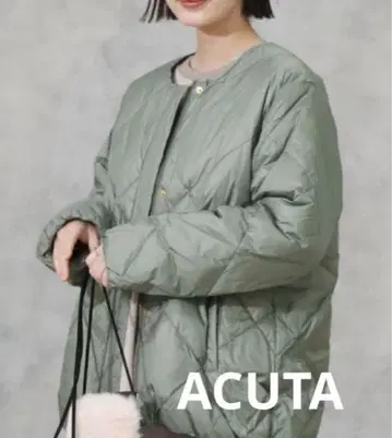 ACUTA 그린 퀼팅 다운 자켓