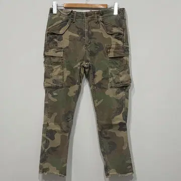 새상품급 론 헤르만 워시 가공 컷오프 밀리터리 카모 카고 팬츠 L