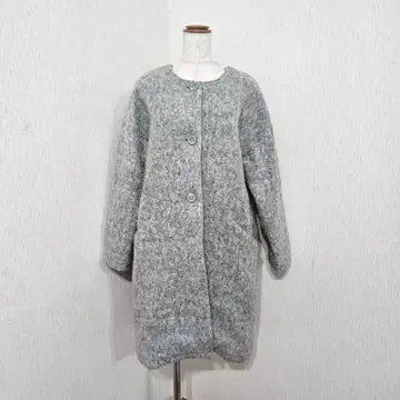 IN THIS LIFE 노카라 롱 코트 기모 울 혼방 고급 그레이