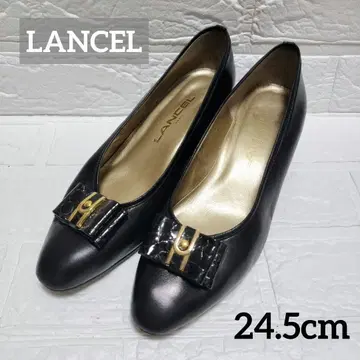 LANCEL 란셀 펌프스 가죽 리본 블랙 24.5cm