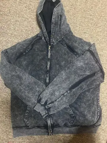 그레이 워시 가공 집업 후드티