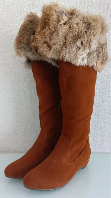 Funny show 퍼 롱 부츠 브라운