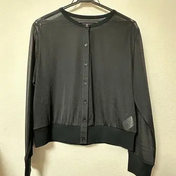 언타이틀 UNTITLED 쿨넥 시어 가디건 블랙