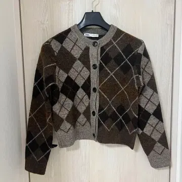 ZARA 비대칭 아가일 가디건