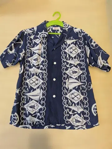 SUN SURF 네이비 하와이안 셔츠 S