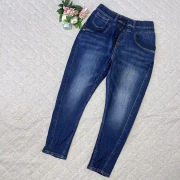 카페티 [M] 새상품급 데님 팬츠 이지 팬츠 허리밴딩 캐주얼