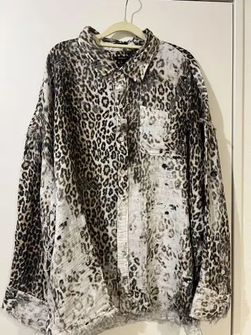 R13 Shredded Seam Drop Neck 셔츠 레오파드 무늬 L