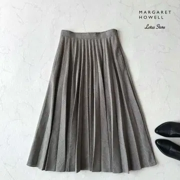 마가렛호웰 플리츠 스커트 울 혼방 하운드투스 아코디언 플리츠